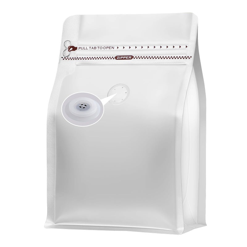 REMTAP Coffee Bags with Valve(50pcs,8oz) White High Barrier Aluminumed Foil Flat Bottom Standing Coffee Beans Storage Bags,Reusable Heat Sealable Side Zipper Pouches for Home or Store - Image 1